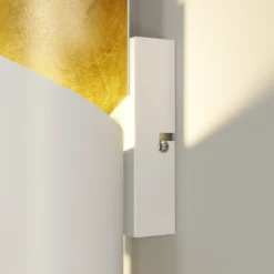 Aplique de pared Lindby Desirio, blanco/oro, 24cm, metal