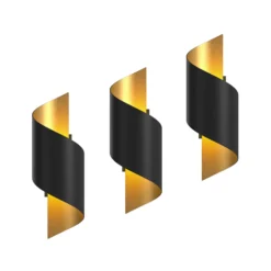Aplique de pared Lindby Desirio, set de 3, negro, dorado, G9