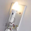 Aplique de pared Lindby Ebba, altura 39 cm, alabastro blanco, cristal
