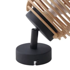 Aplique de pared Lindby Ediz, GU10, negro, madera, Ø 12,7 cm