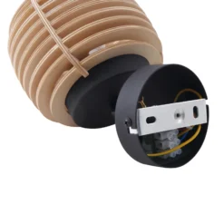 Aplique de pared Lindby Ediz, GU10, negro, madera, Ø 12,7 cm