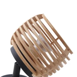 Aplique de pared Lindby Ediz, GU10, negro, madera, Ø 12,7 cm
