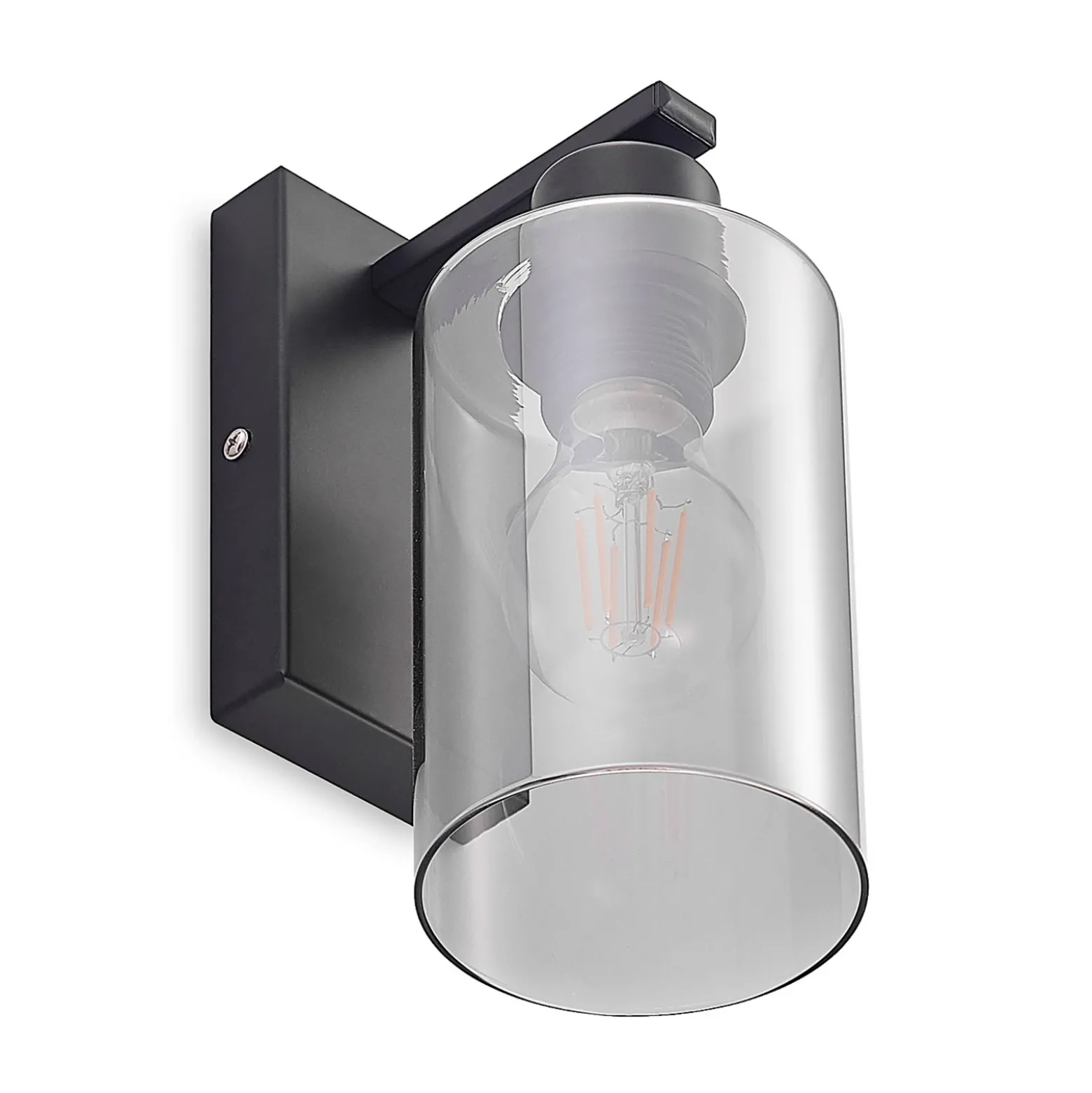 Aplique de pared Lindby Emavi, negro/gris humo, cristal, E27