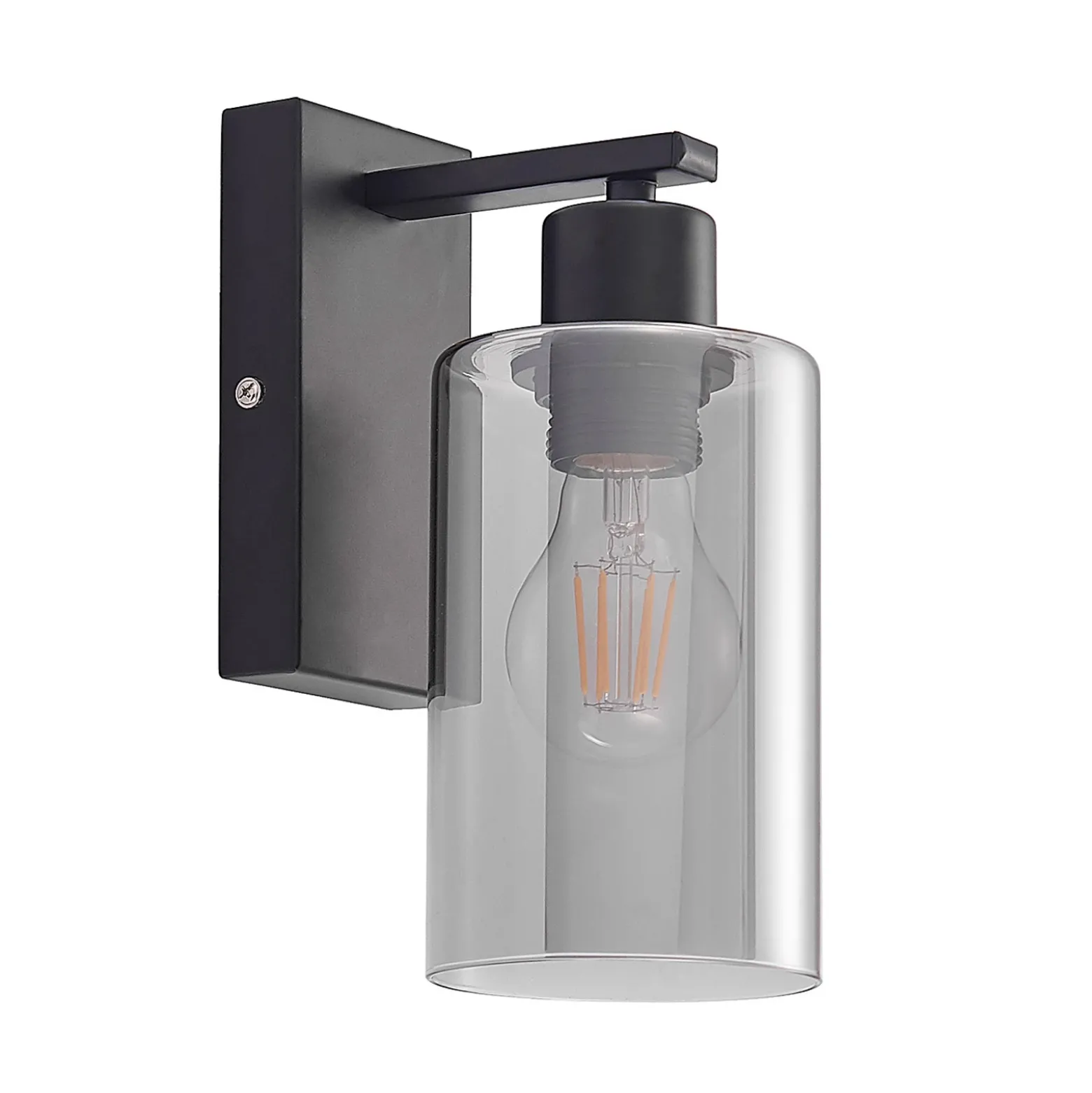 Aplique de pared Lindby Emavi, negro/gris humo, cristal, E27