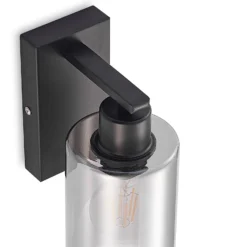 Aplique de pared Lindby Emavi, negro/gris humo, cristal, E27