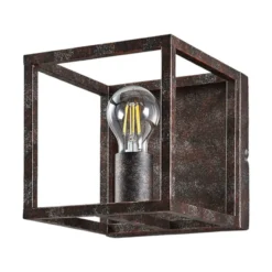 Aplique de pared Lindby Emin, ancho 18 cm, color óxido, metal