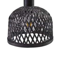 Aplique de pared Lindby Eskil, Ø 18,5 cm, negro, bambú