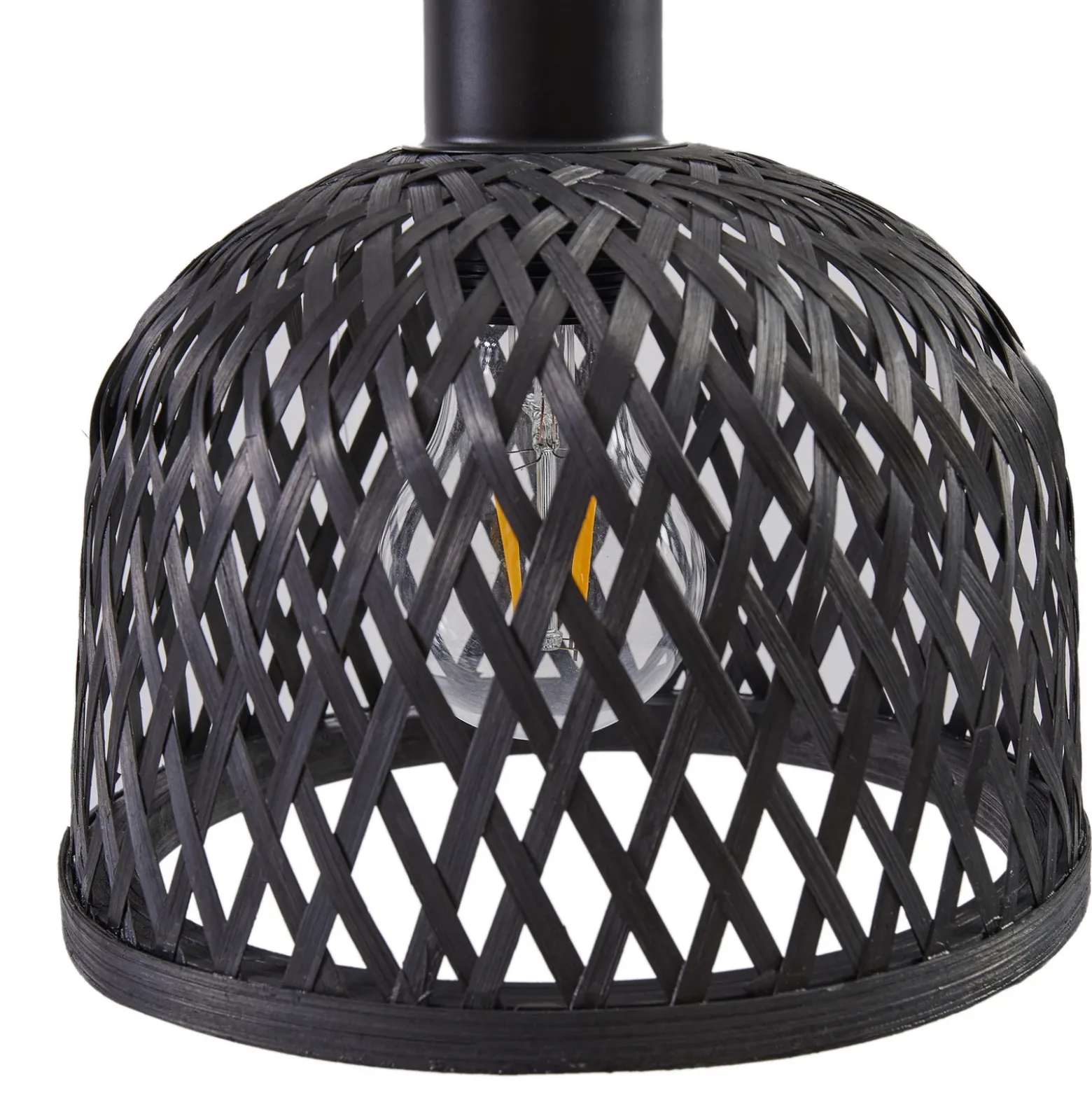 Aplique de pared Lindby Eskil, Ø 18,5 cm, negro, bambú