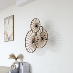 Aplique de pared Lindby Evandor, color natural, bambú, 3 luces, E27