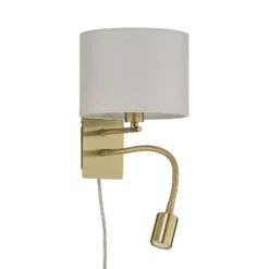Aplique de pared Lindby Florens, latón, lámpara de lectura LED, 23,5 cm