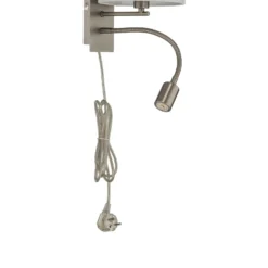Aplique de pared Lindby Florens, níquel, lámpara de lectura LED, 23,5 cm