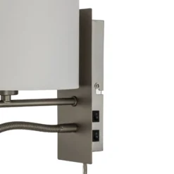 Aplique de pared Lindby Florens, níquel, lámpara de lectura LED, 23,5 cm