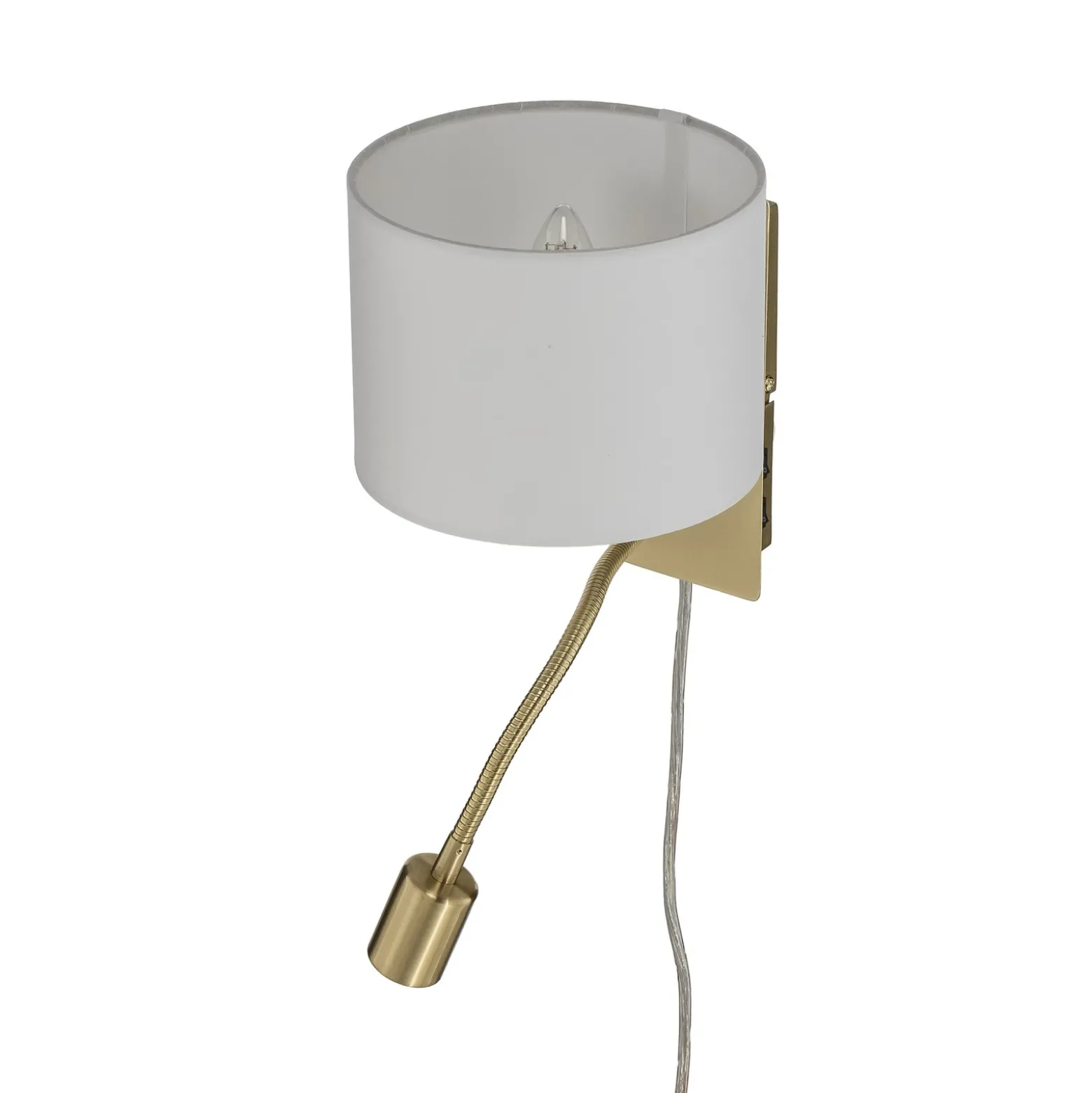 Aplique de pared Lindby Florens, latón, lámpara de lectura LED, 23,5 cm