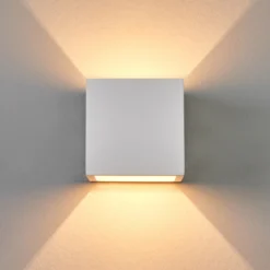 Aplique de pared Lindby Freja, blanco, escayola, G9