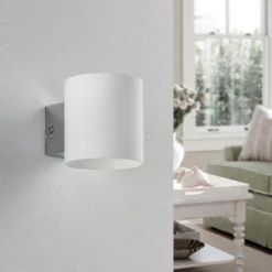 Aplique de pared Lindby Gerrit, blanco, cristal, 10 cm de altura, arriba/abajo,