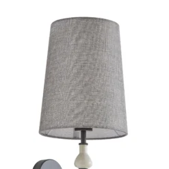 Aplique de pared Lindby Haldorin, gris/negro, textil, 58 cm
