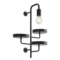 Aplique de pared Lindby Hanjo, altura 50 cm, negro, metal