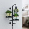 Aplique de pared Lindby Hanjo, altura 50 cm, negro, metal