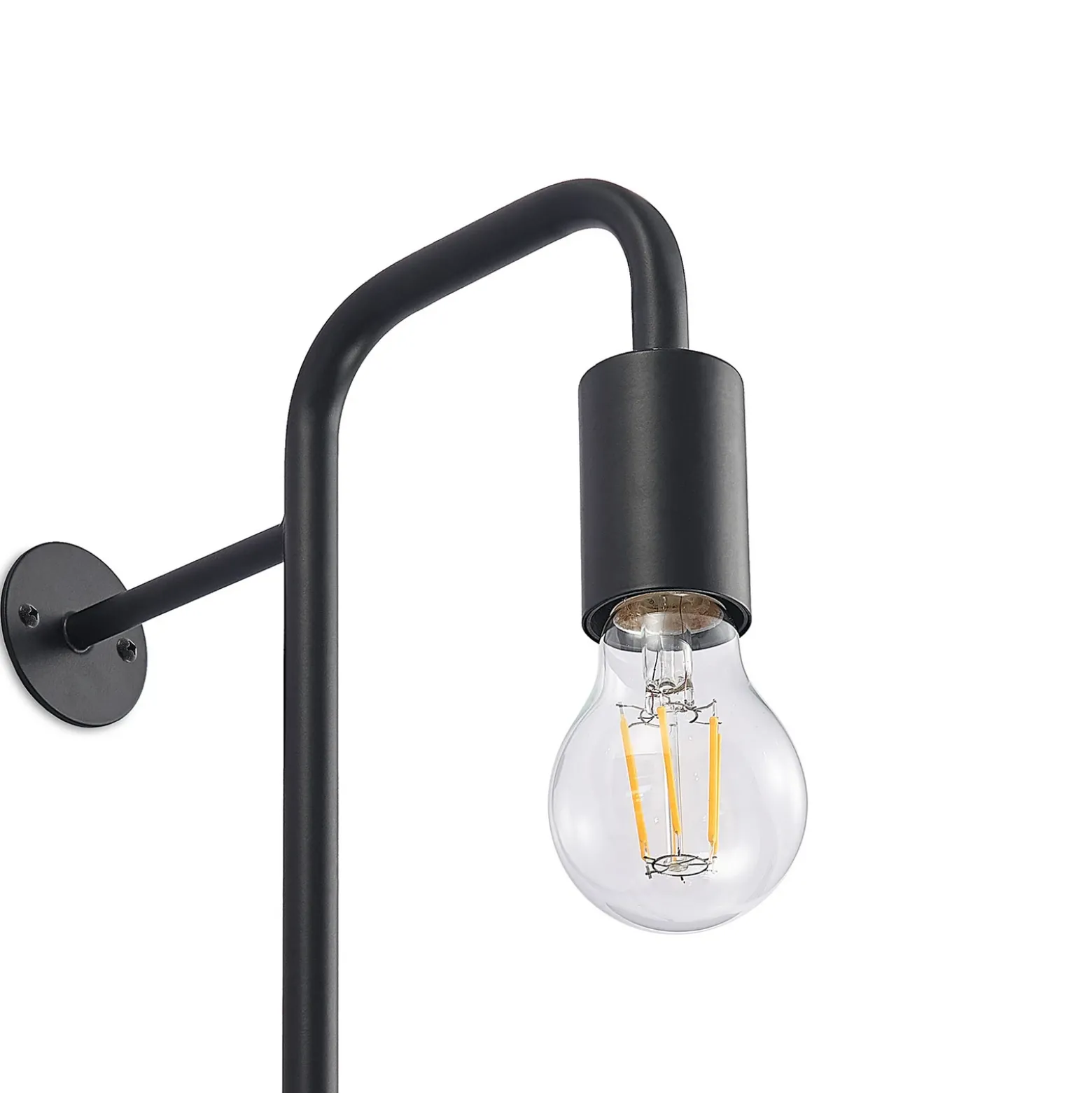 Aplique de pared Lindby Hanjo, altura 50 cm, negro, metal