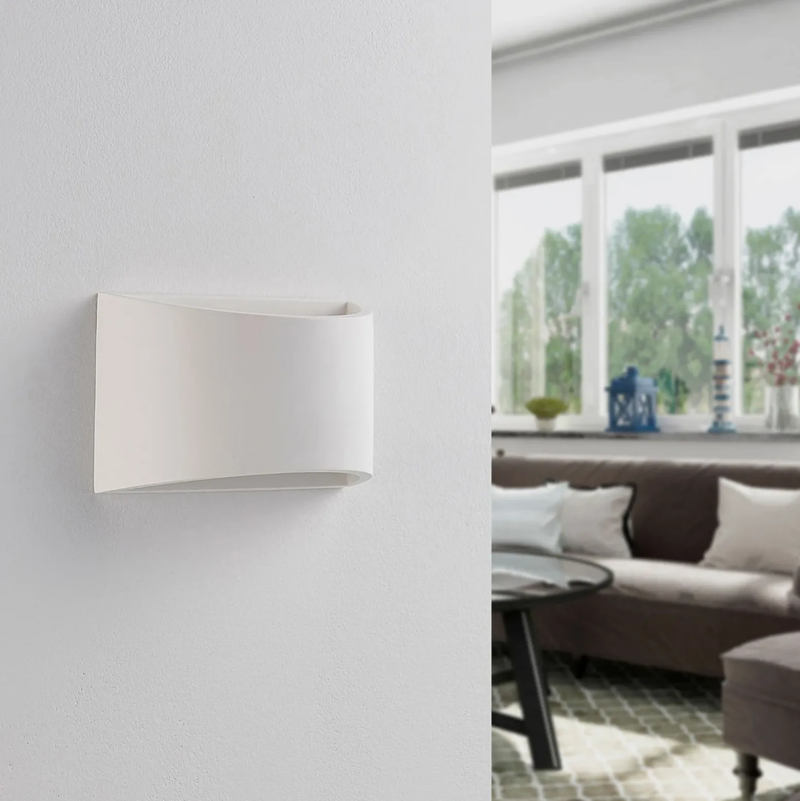 Aplique de pared Lindby Heiko, 20cm, set de 2, arriba/abajo, escayola, blanco