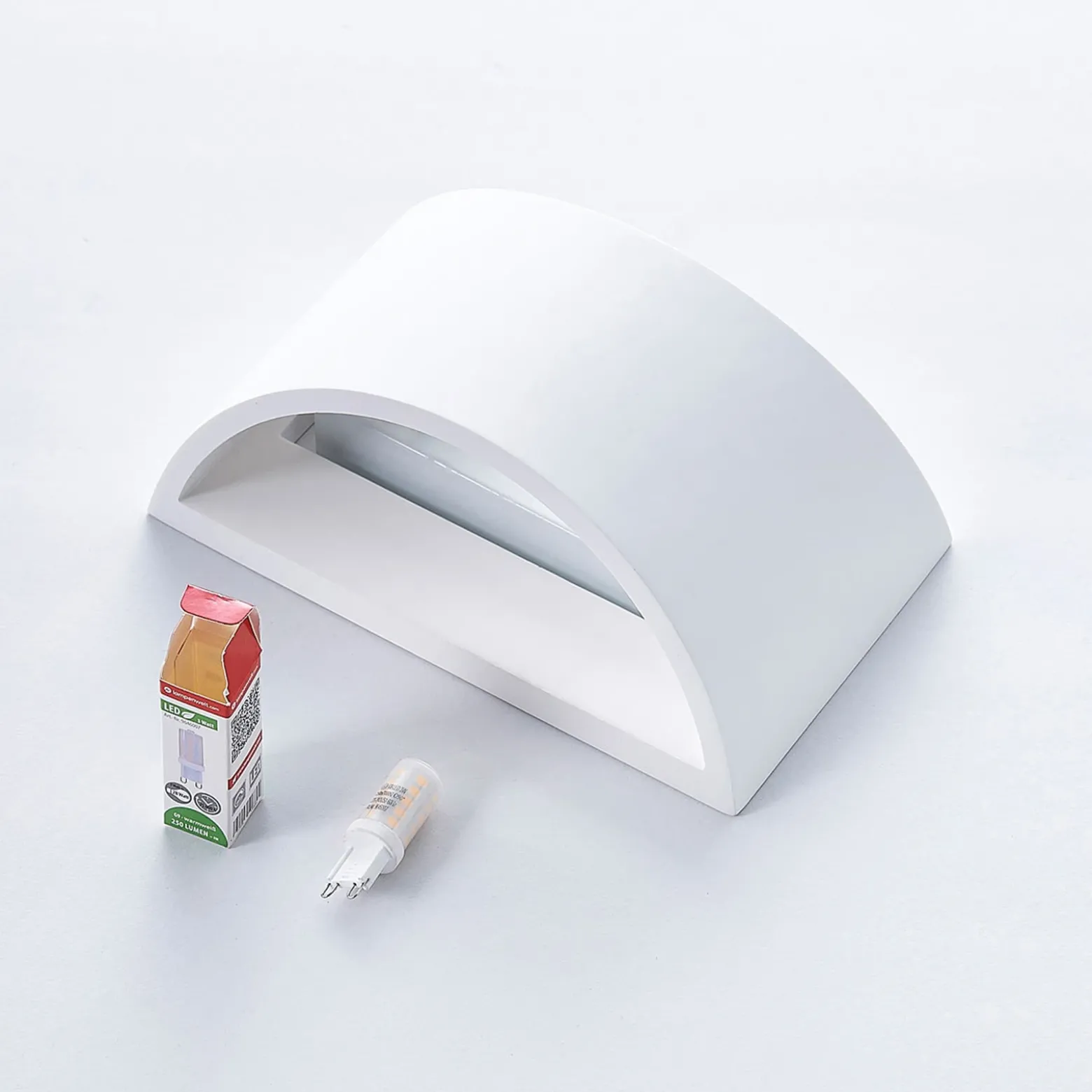 Aplique de pared Lindby Heiko, 20cm, set de 2, arriba/abajo, escayola, blanco