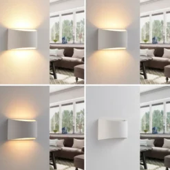 Aplique de pared Lindby Heiko, 20cm, set de 2, arriba/abajo, escayola, blanco