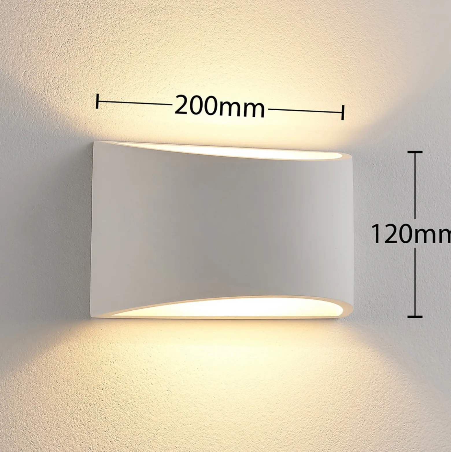 Aplique de pared Lindby Heiko, arriba/abajo, escayola, blanco, altura 12 cm