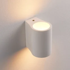 Aplique de pared Lindby Jannes, redondo, blanco, escayola, G9, pintable