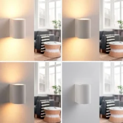 Aplique de pared Lindby Jannes, redondo, blanco, escayola, G9, pintable
