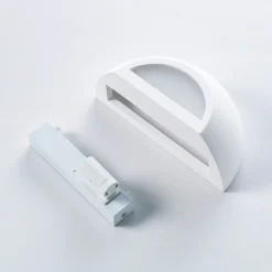 Aplique de pared Lindby «Jimmy», blanco, yeso, semicircular, 24 cm, E14