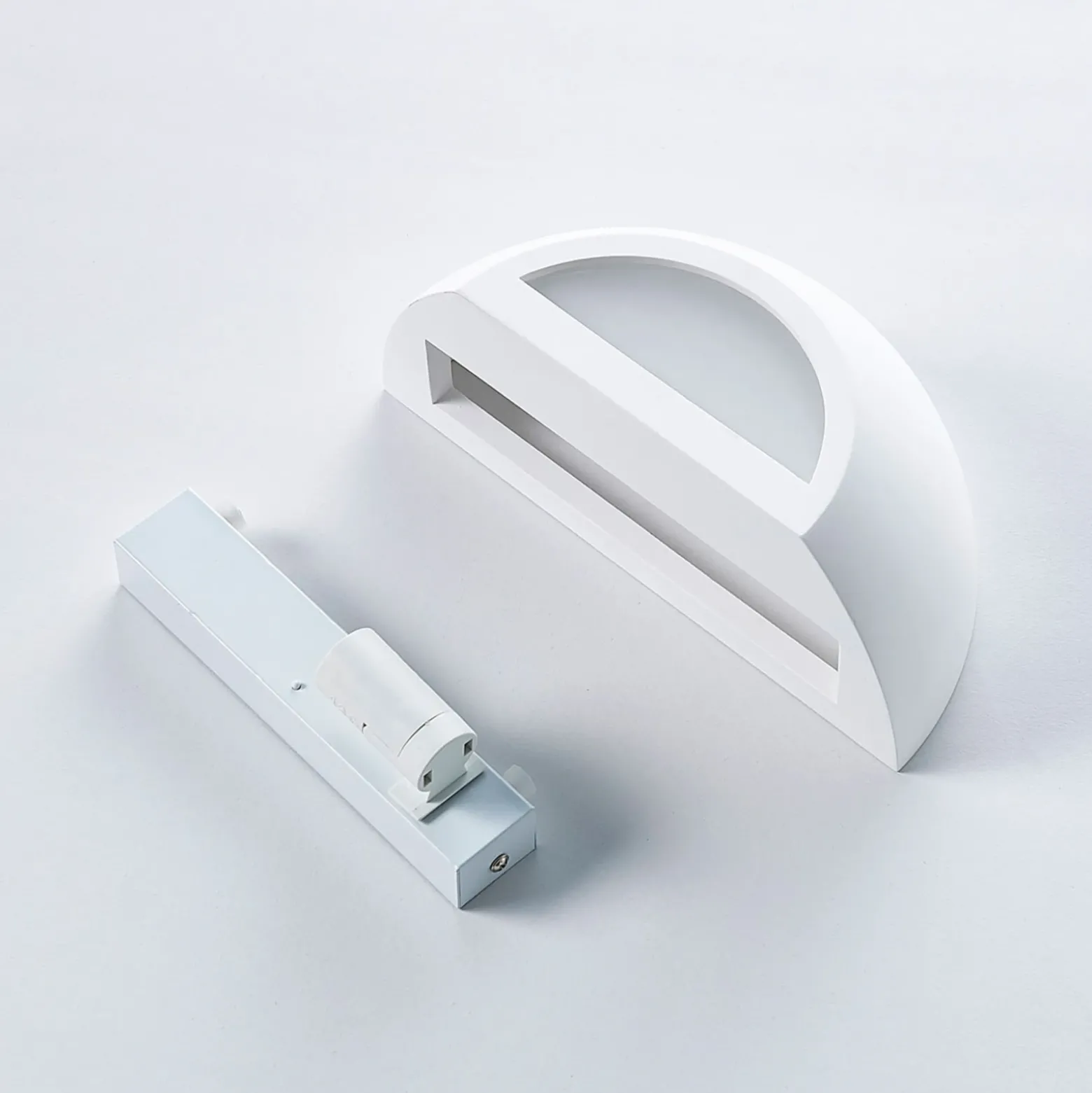 Aplique de pared Lindby «Jimmy», blanco, yeso, semicircular, 24 cm, E14