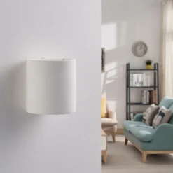 Aplique de pared Lindby Krista, blanco, escayola, arriba/abajo, pintable, G9
