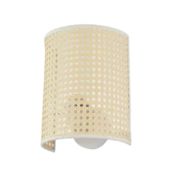 Aplique de pared Lindby Lautaro, bambú, 25 cm de altura, E27