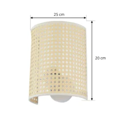 Aplique de pared Lindby Lautaro, bambú, 25 cm de altura, E27