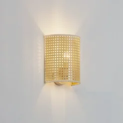 Aplique de pared Lindby Lautaro, bambú, 25 cm de altura, E27