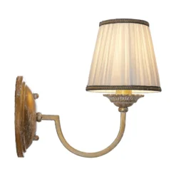 Aplique de pared Lindby Lumiel, crema/latón, textil, 27cm