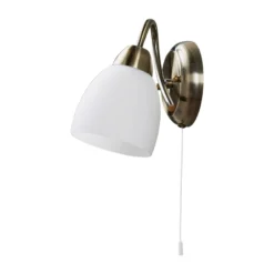 Aplique de pared Lindby Mael, altura 20 cm, latón envejecido, interruptor