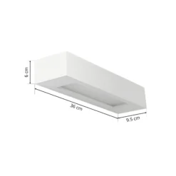 Aplique de pared Lindby Matteo, blanco, escayola, 36 cm, E14, pintable