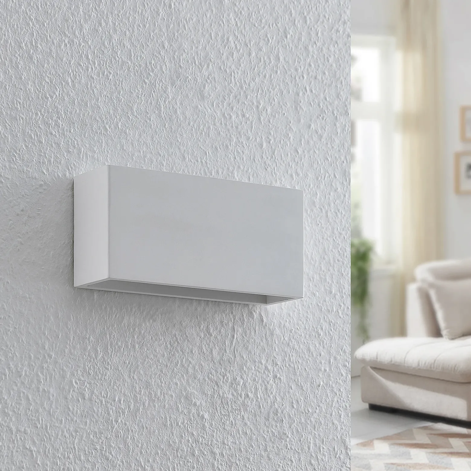 Aplique de pared Lindby Mavora, angular, 25 cm, blanco, escayola, G9