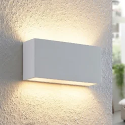 Aplique de pared Lindby Mavora, angular, 25 cm, blanco, escayola, G9