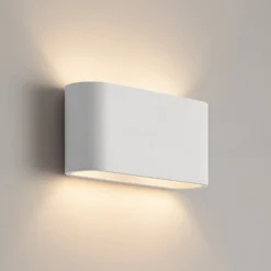 Aplique de pared Lindby Mavora, redondo, 25 cm, blanco, escayola, G9