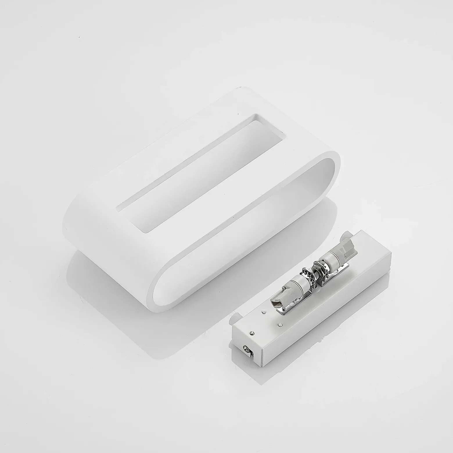 Aplique de pared Lindby Mavora, redondo, 25 cm, blanco, escayola, G9