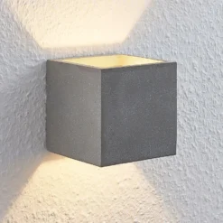 Aplique de pared Lindby Nellie, gris, hormigón, 11,5 cm de ancho
