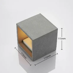 Aplique de pared Lindby Nellie, gris, hormigón, 11,5 cm de ancho
