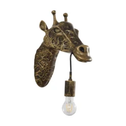 Aplique de pared Lindby Nirvathia, 35 cm, jirafa, color latón