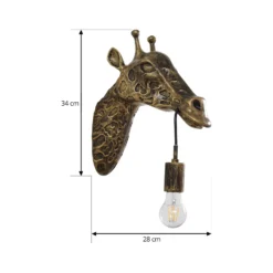 Aplique de pared Lindby Nirvathia, 35 cm, jirafa, color latón