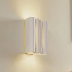 Aplique de pared Lindby Novali, blanco, escayola, arriba/abajo, 26 cm, G9