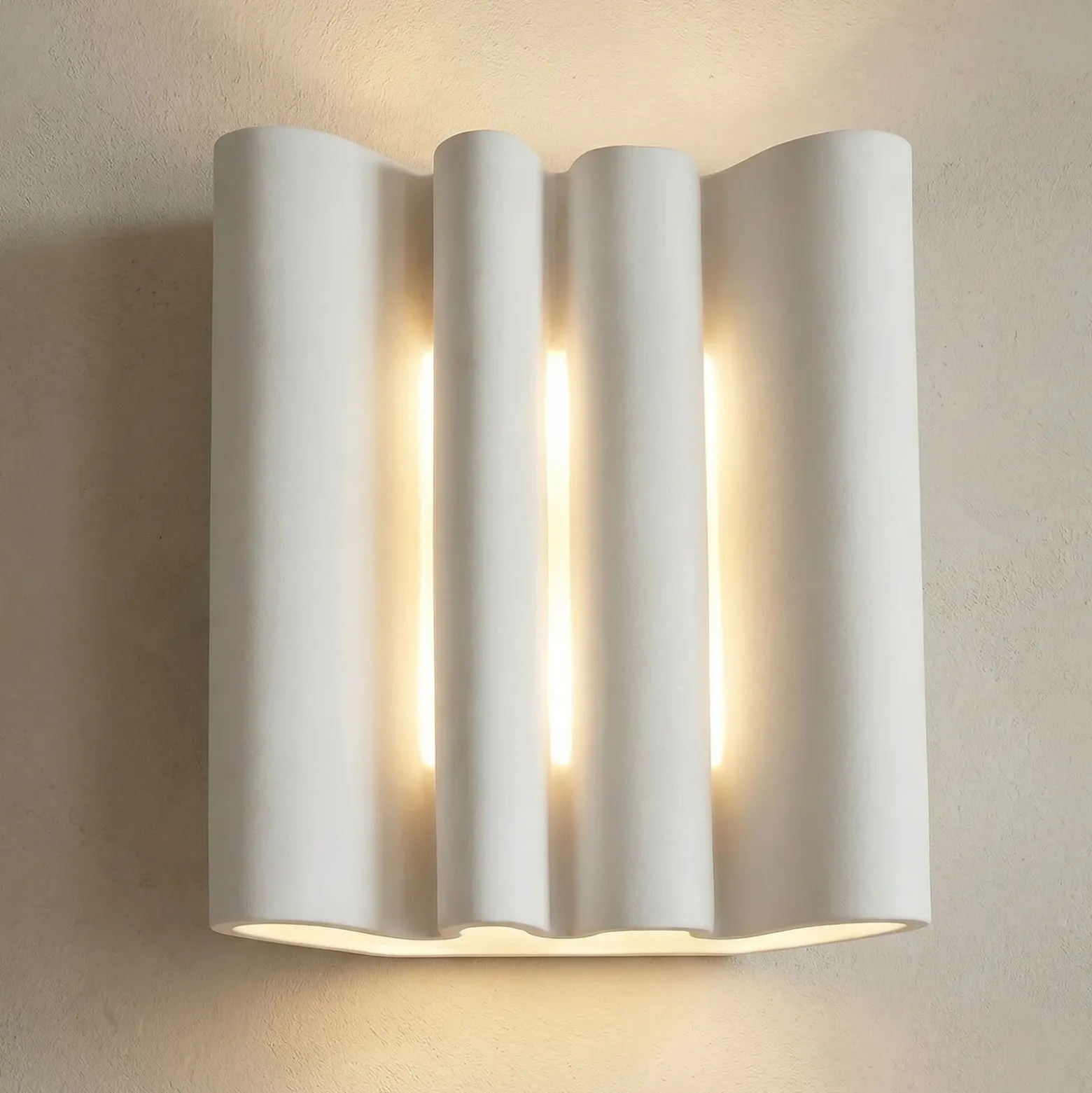 Aplique de pared Lindby Novali, blanco, escayola, arriba/abajo, 26 cm, G9