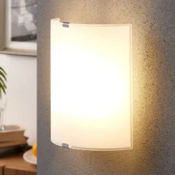 Aplique de pared Lindby Phil, blanco, cristal, altura 21cm, set de 3