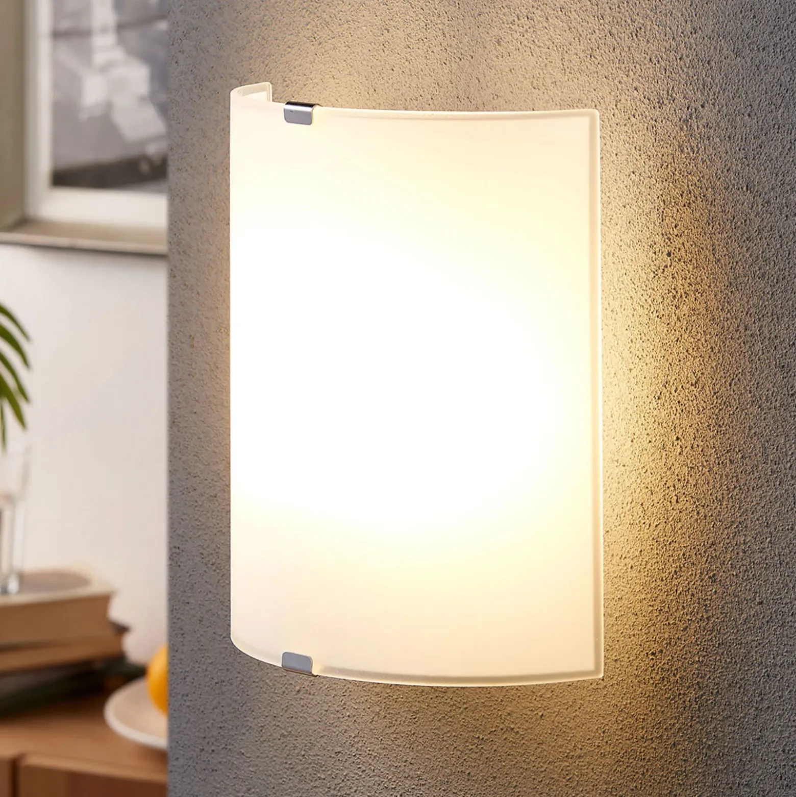 Aplique de pared Lindby Phil, blanco, cristal, altura 21cm, set de 3
